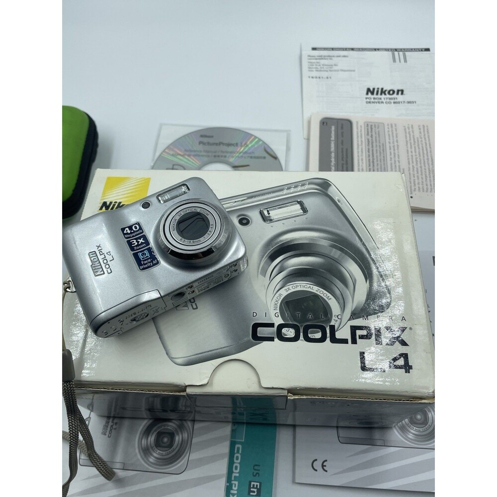 Nikon Coolpix L4 Digital Camera 4.0MP Bundle With 256GB SD Card !For Parts!